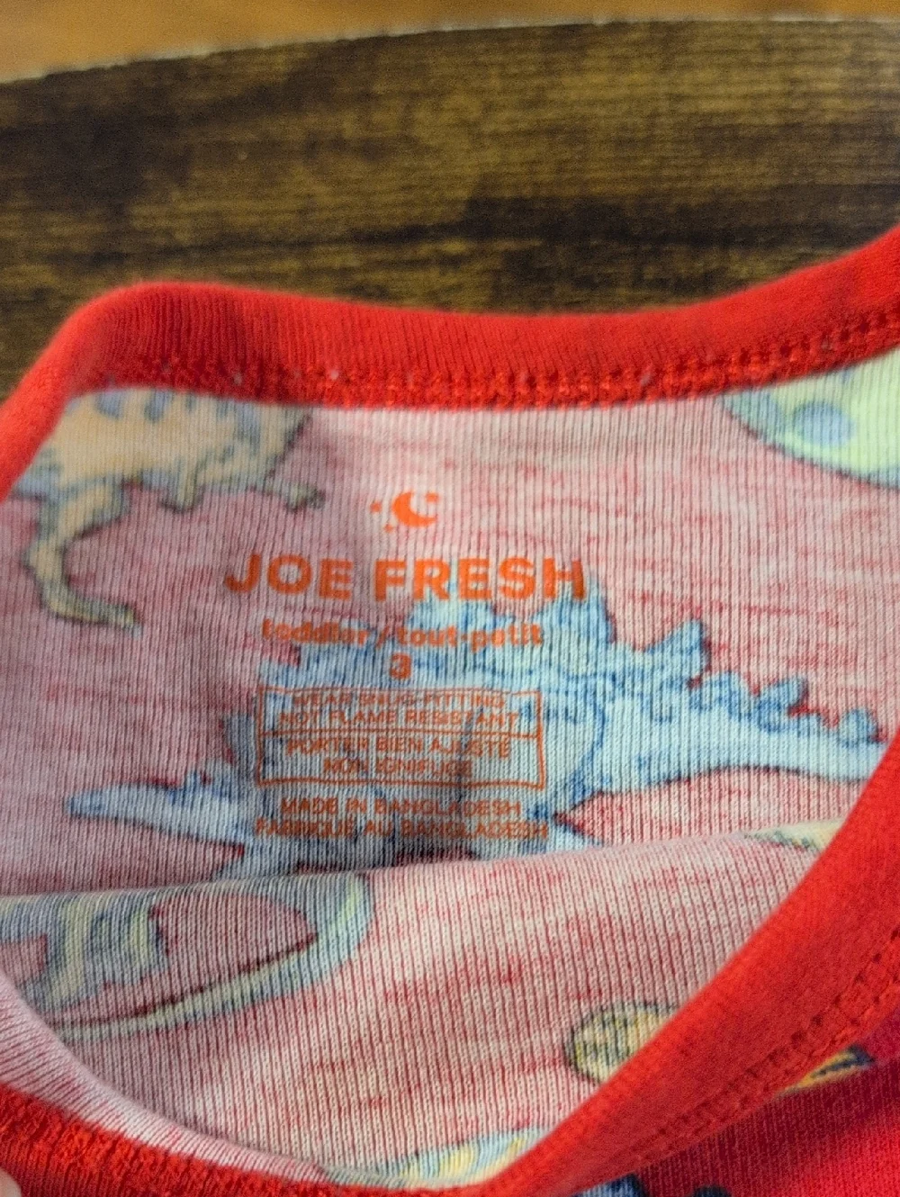 🩵3/$20🩵 Toddler 3T Joe Fresh Red Dino Pjs Pajama Sleepwear Boys Dinosaur 2 Pc - Picture 5 of 5